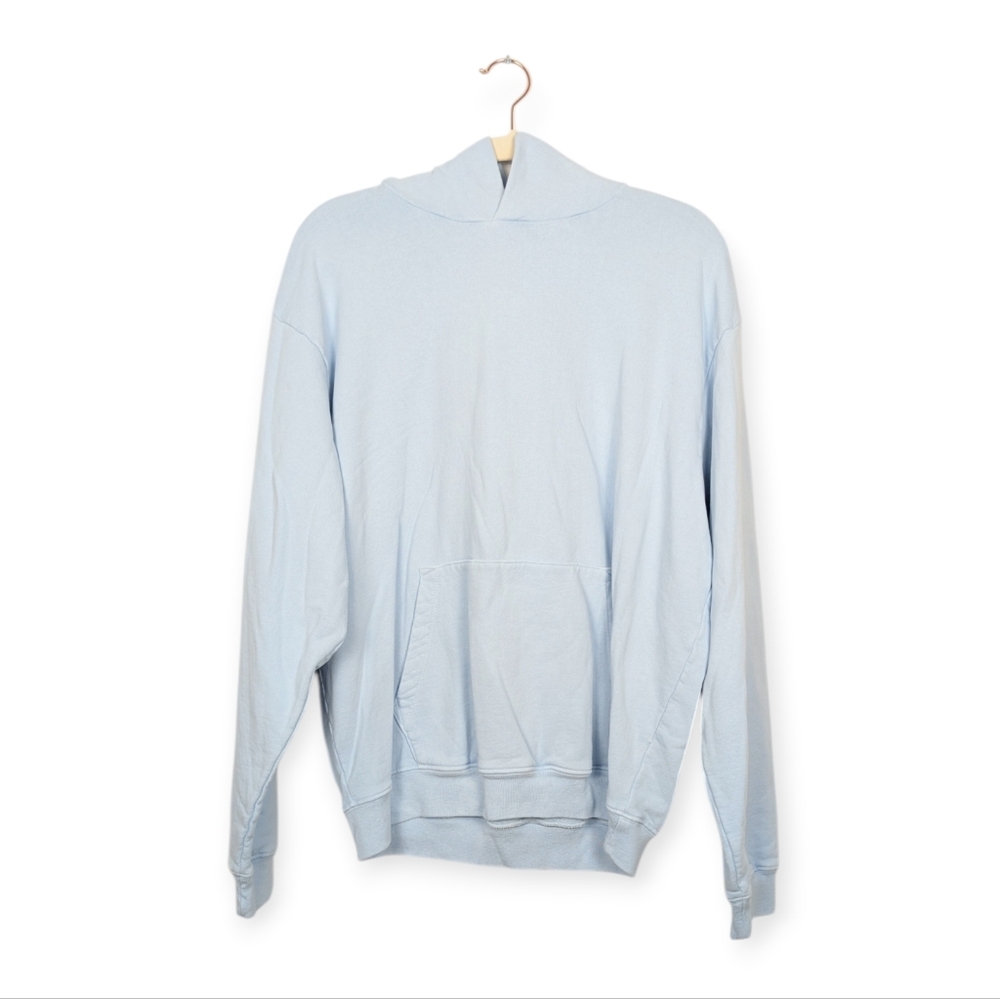 Sporty & Rich Hoodie M Baby Blue Cotton Long Sleeve Minimal Sweatshirt Casual
